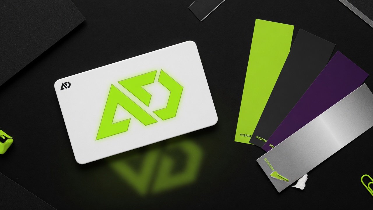 Mockup de identidade visual com monograma AD